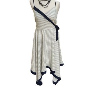 Banana Republic strapy handkerchief-hem ivory and navy print maxi dress size 8